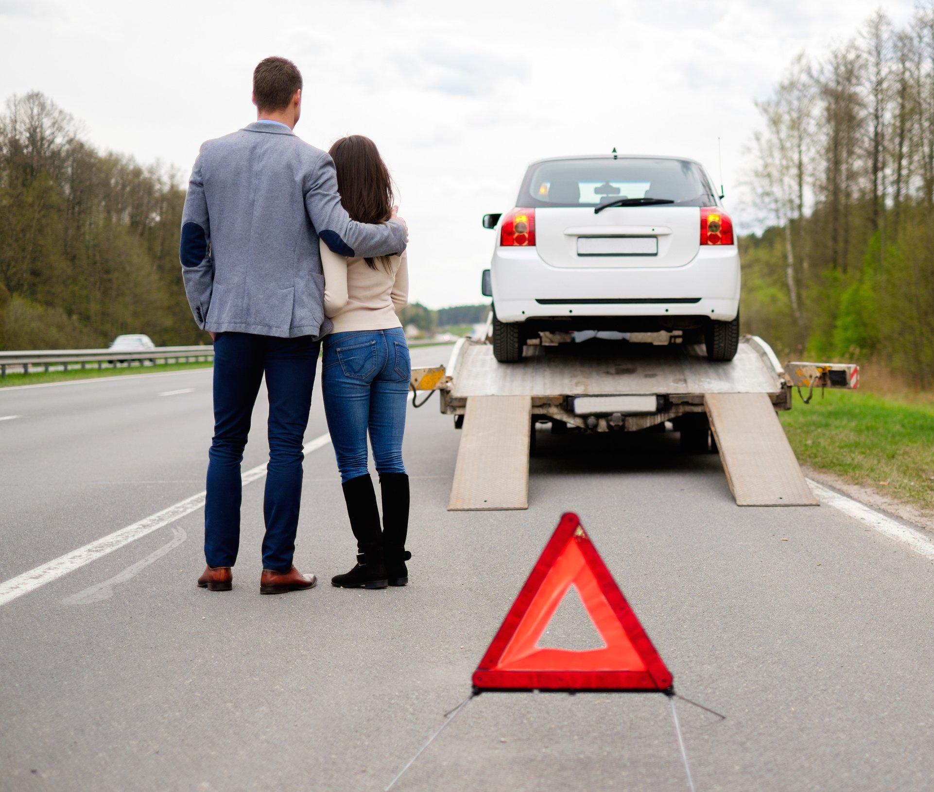 Couple near Tow-Truck 